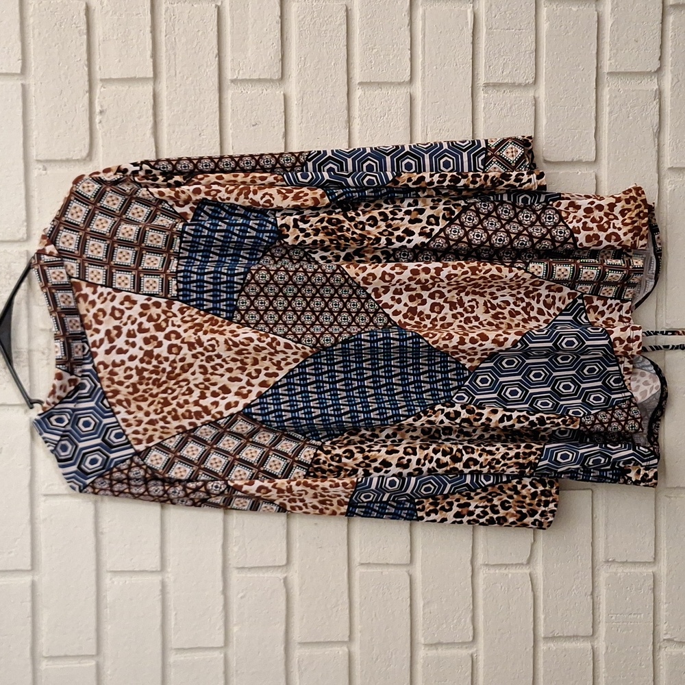 Cato Multicolor V-Neck Patchwork Soft & Stretchy … - image 5